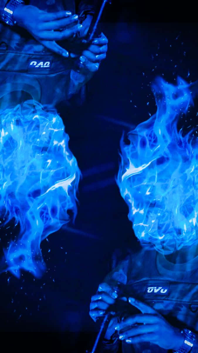 Electric Blue Flame Faces Wallpaper