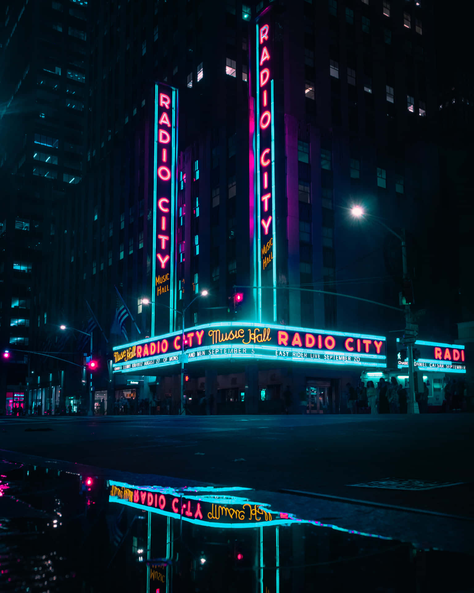 Electric Energy Radiates From The Gleaming Towers Of The Neon City. Wallpaper