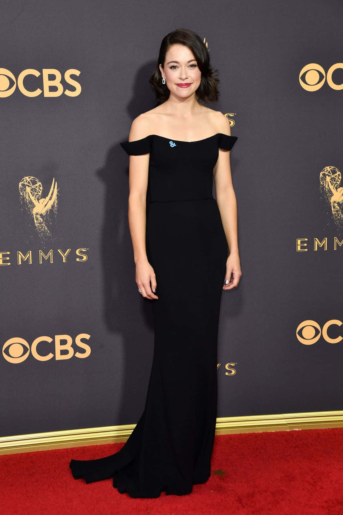 Elegant Black Dress Emmys Red Carpet Wallpaper