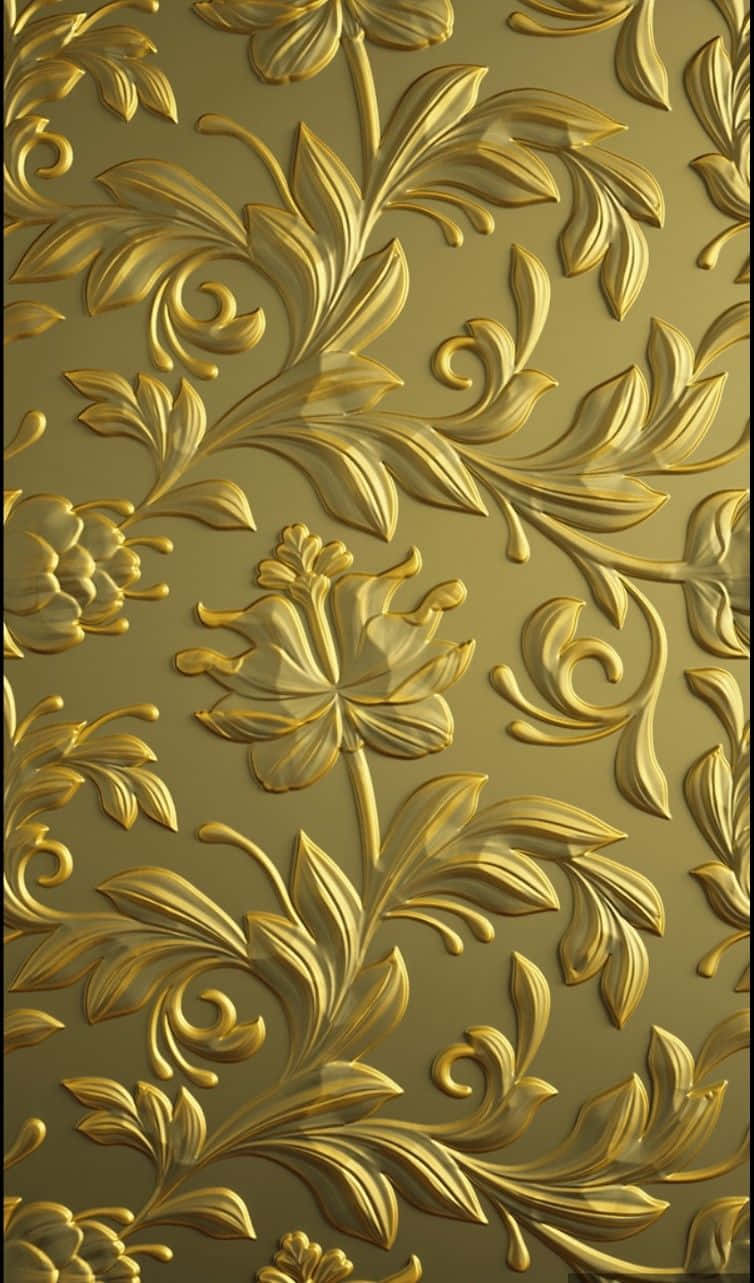 Elegant Golden Leafy Pattern Wallpaper
