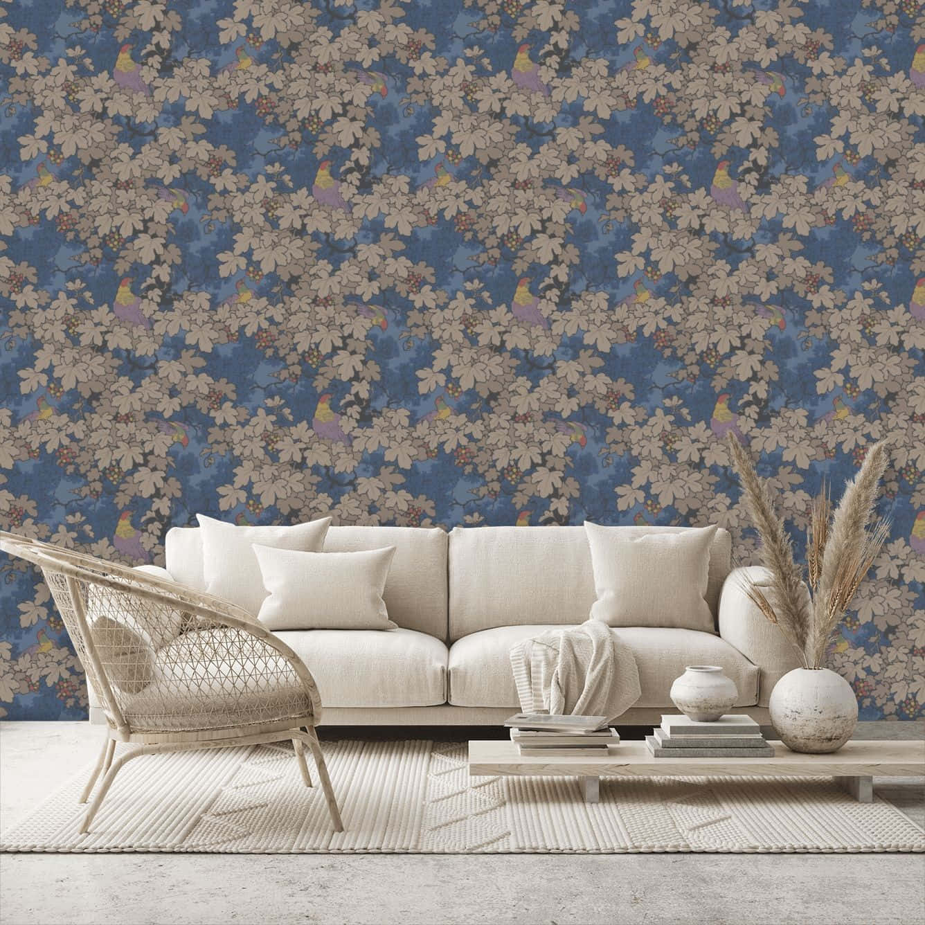 Elegant Living Room Floral Wallpaper Wallpaper