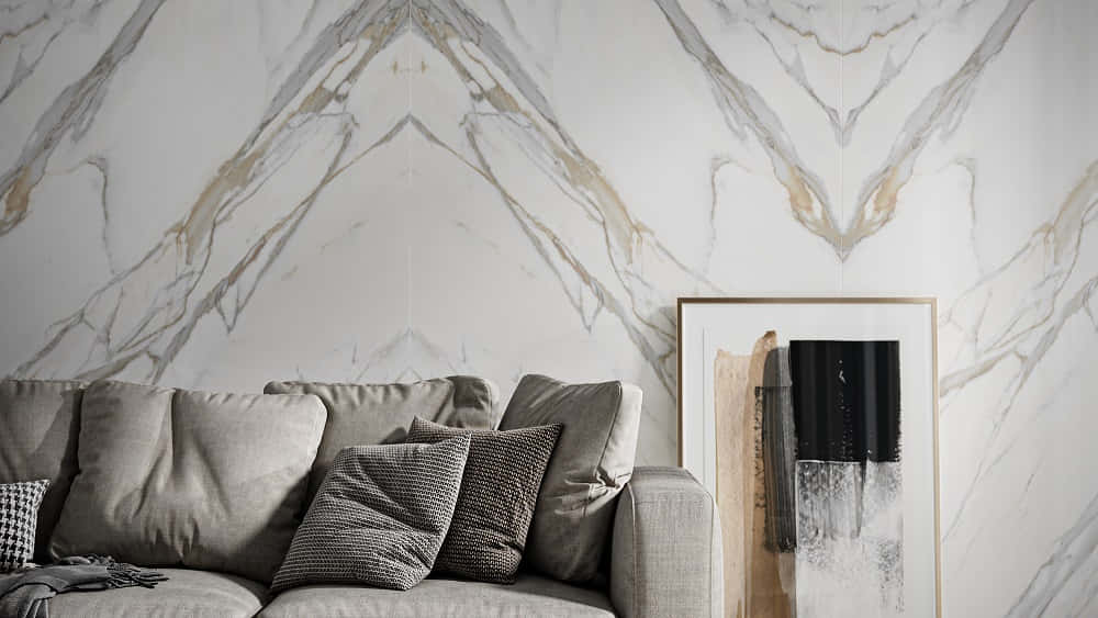 Elegant Living Room Marble Wall Accent Wallpaper