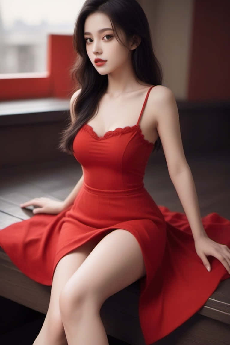 Elegant Red Dress Beauty Wallpaper