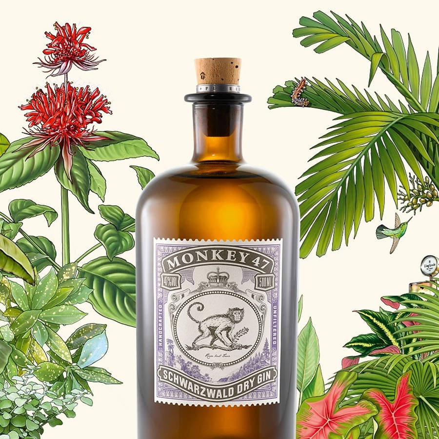 Elegantly Crafted Monkey 47 Schwarzwald Dry Gin Bottle Wallpaper