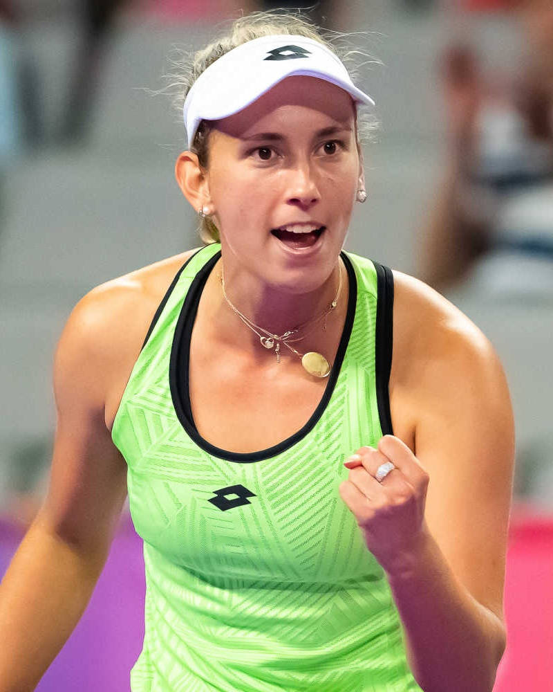 Elise Mertens Proud Celebratory Fist Pump Wallpaper