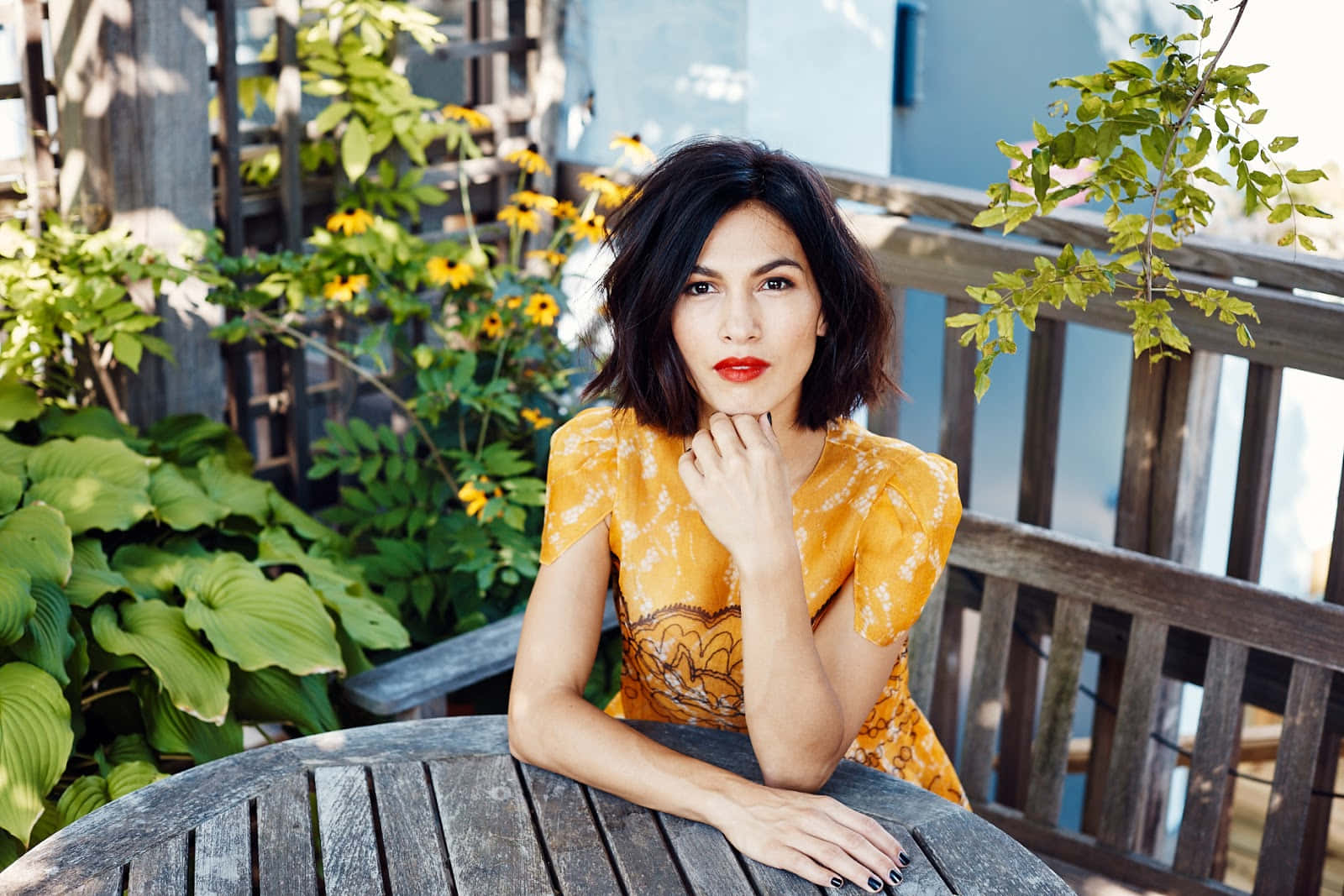 Elodie Yung Yellow Top Wallpaper