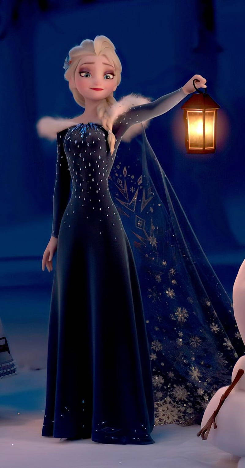 Elsa With Lamp Aesthetic Cartoon Disney Wallpaper