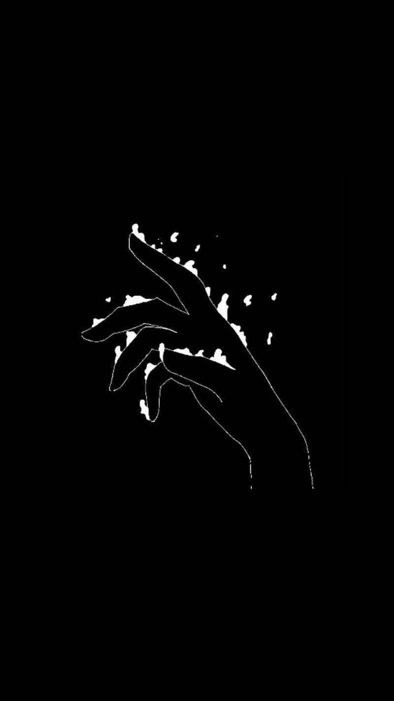Embracing Darkness - A Minimalistic Hand Outline Art Wallpaper