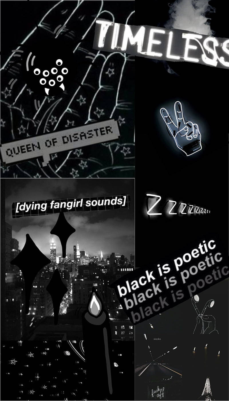 Emo Aesthetic In Black Collage Wallpaper