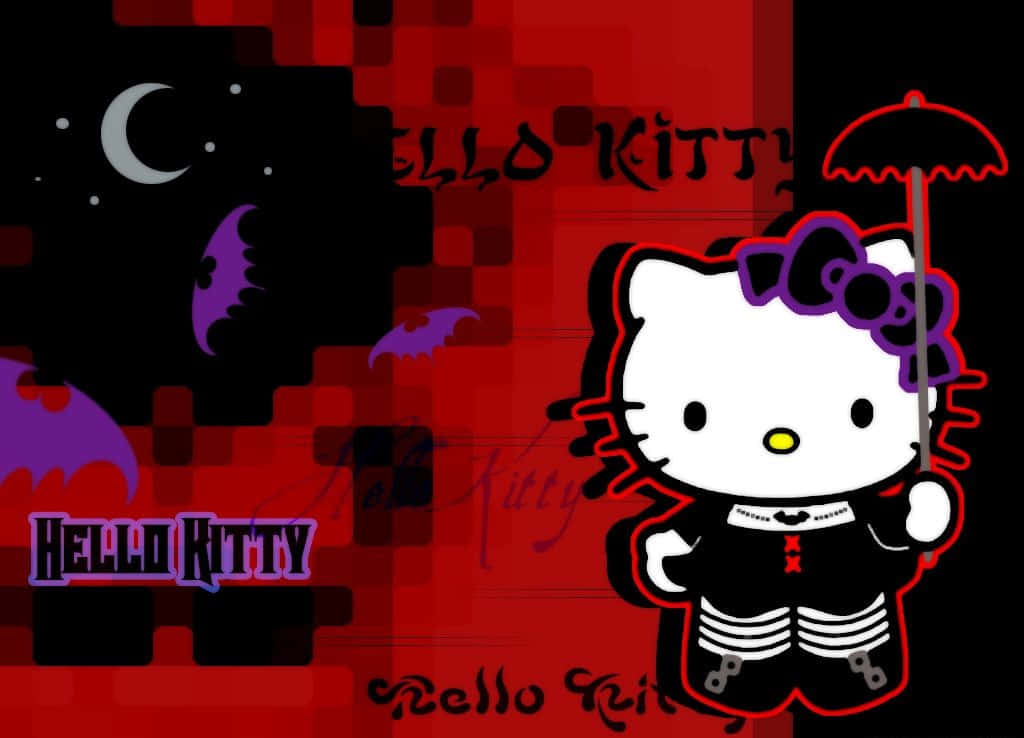 Emo Hello Kitty Half Moon Wallpaper