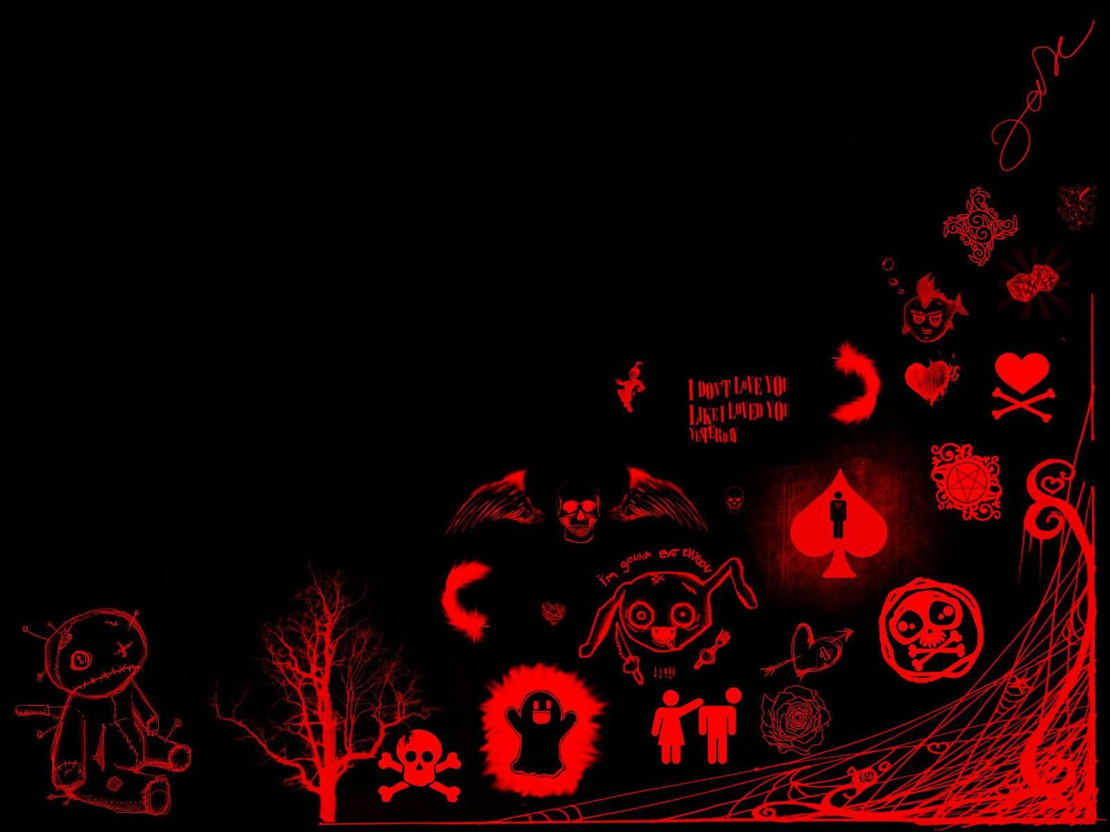 Emo-punk Style Cool Red Design Wallpaper