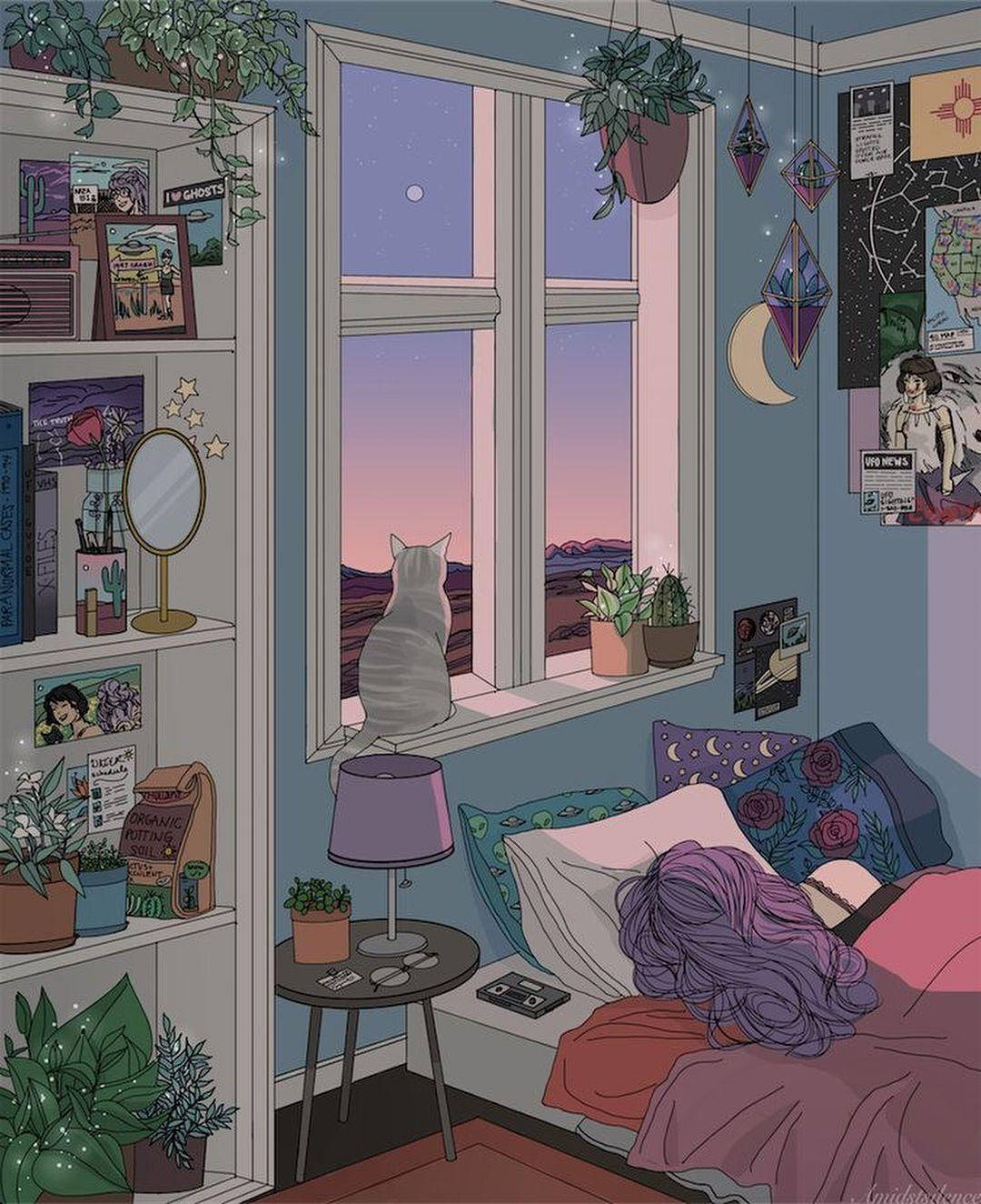 Enchanting Anime Inspired Bedroom Wallpaper