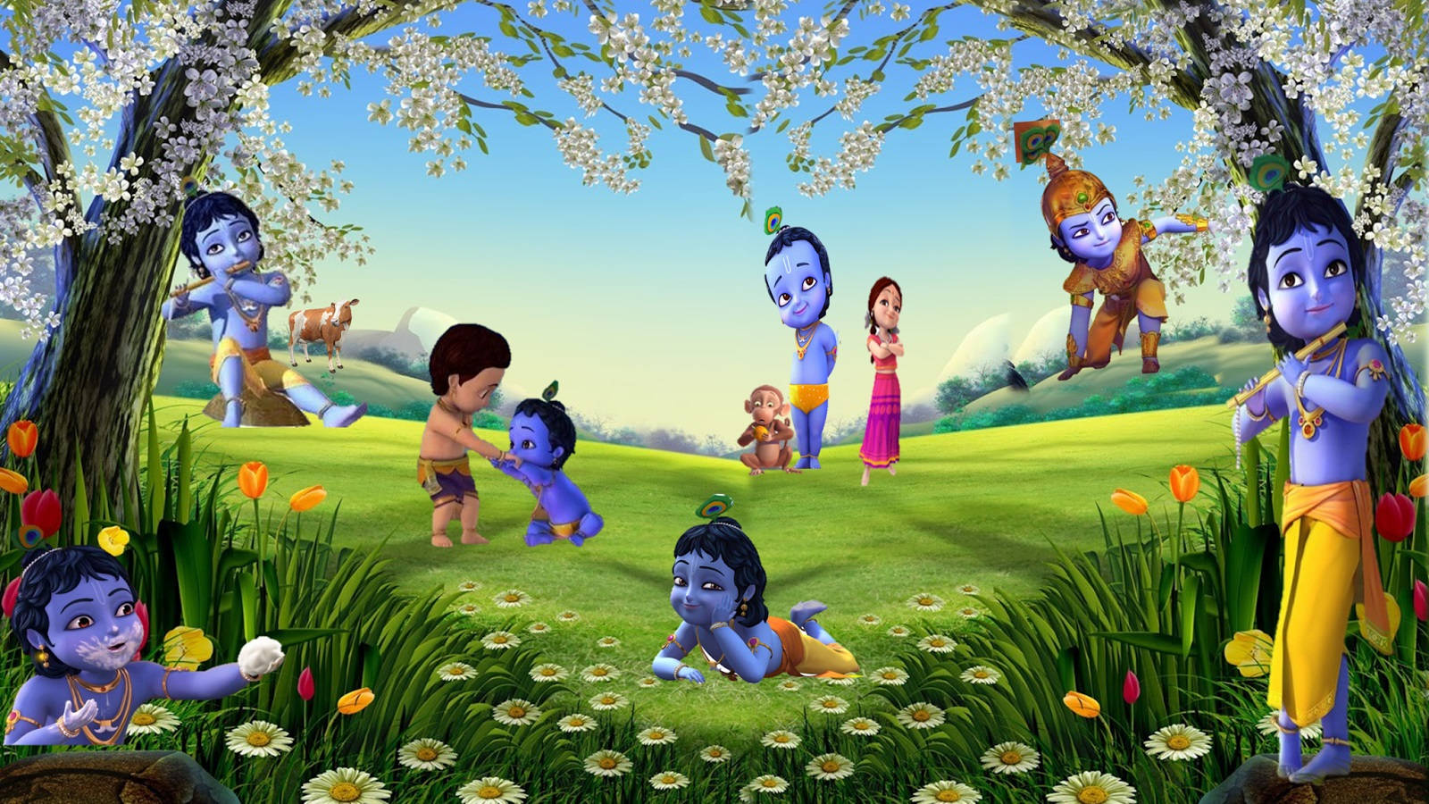 Enchanting Display Of Little Krishna In Hd Wallpaper