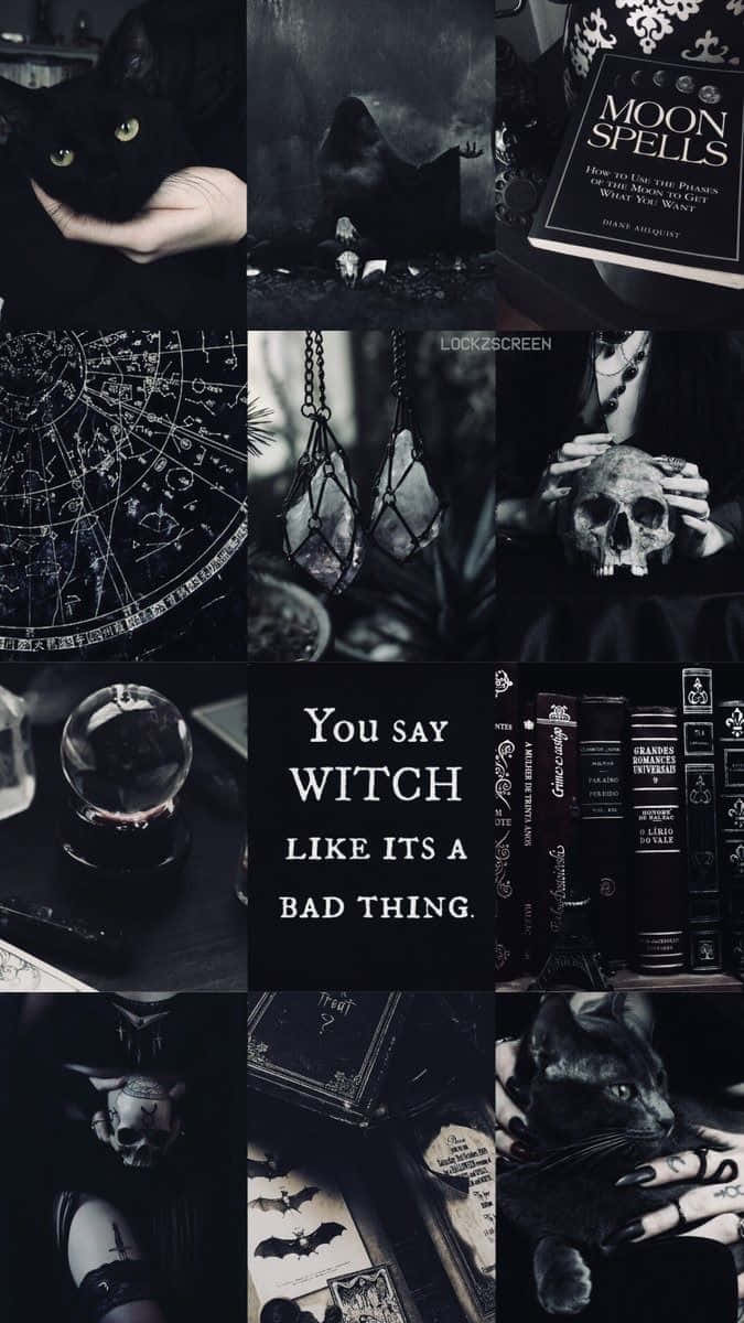 Enchanting Witch Aestetics In Colorful Halloween Costume Wallpaper