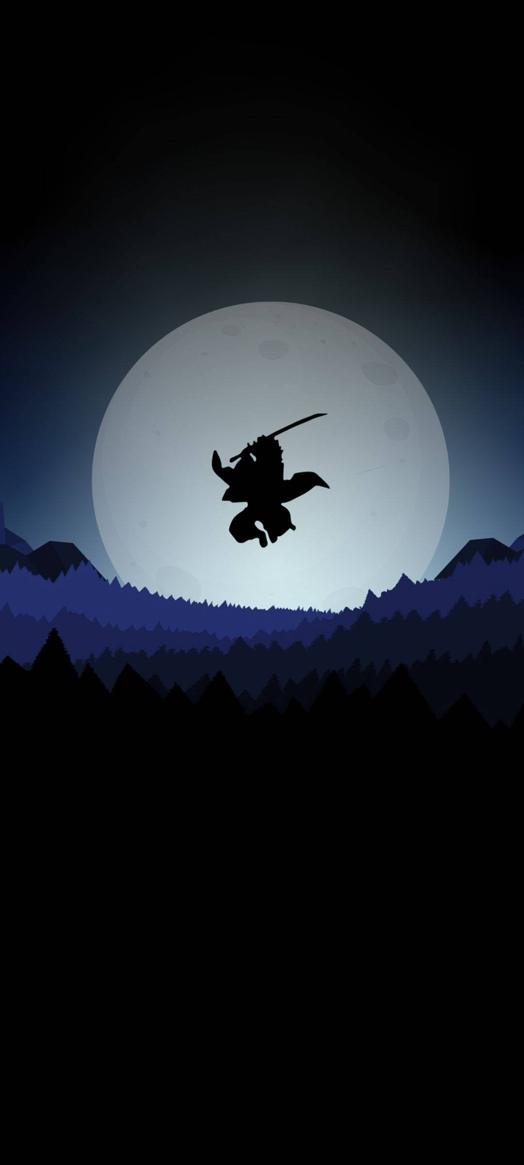 Enigmatic Ninja Underneath The Moonlight - Cool Anime Phone Wallpaper Wallpaper
