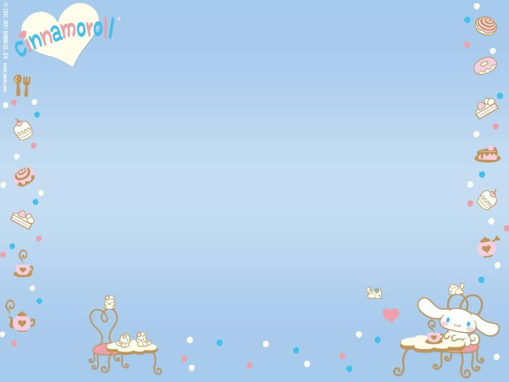 Enjoy A Cup Of Coffee With Cinnamoroll On Your Laptop Wallpaper