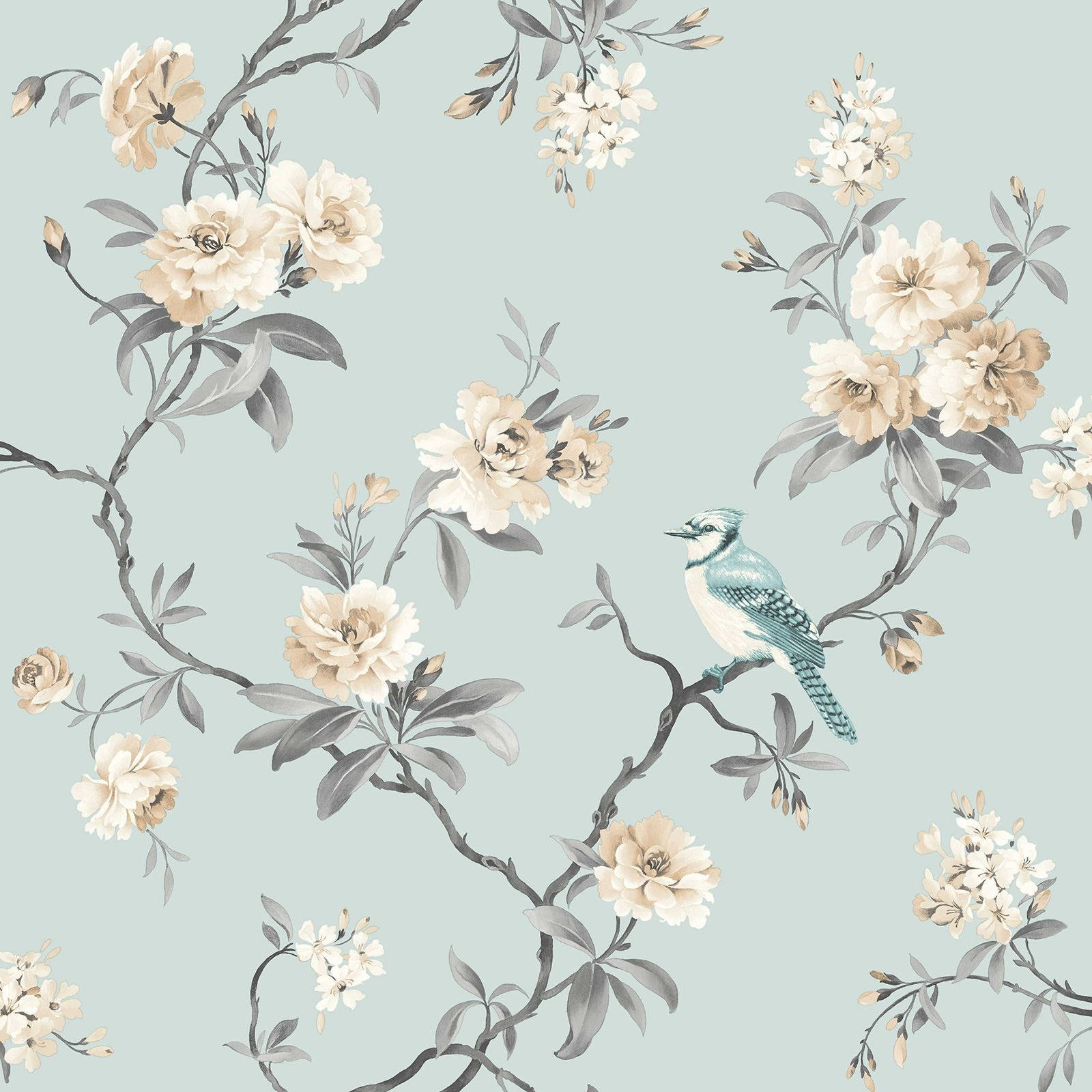 Enjoy Nature's Beauty - Blue Bird Among Floral Delights Wallpaper