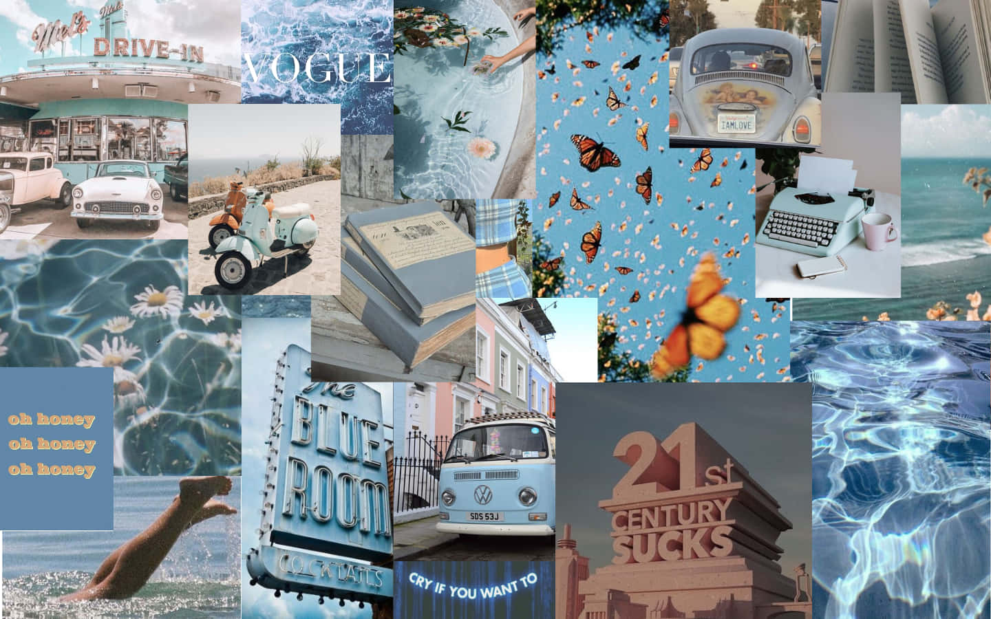 Enjoy The Aesthetic Vibes Of The Laptop Collage Wallpaper