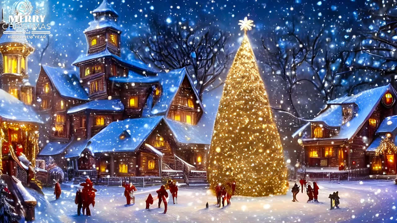 Enjoy The Holidays At This Beautiful Christmas Village Wallpaper