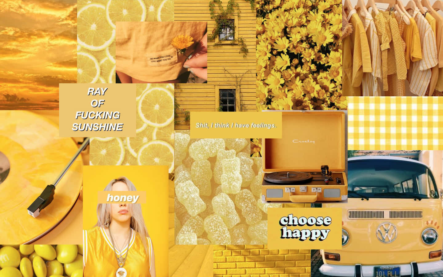 Enjoy The Sunshine Yellow Aesthetic Collage Wallpaper