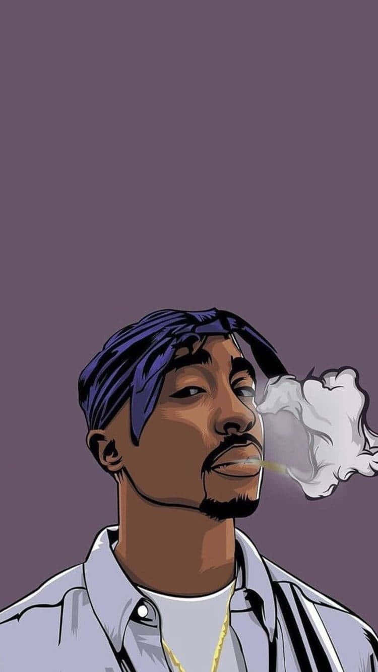 Enjoy Your Favorite Tunes On Your Tupac Themed Iphone Wallpaper