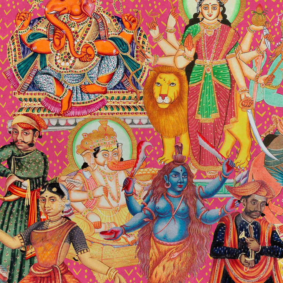 Enthralling Artwork Of All Hindu Gods Wallpaper