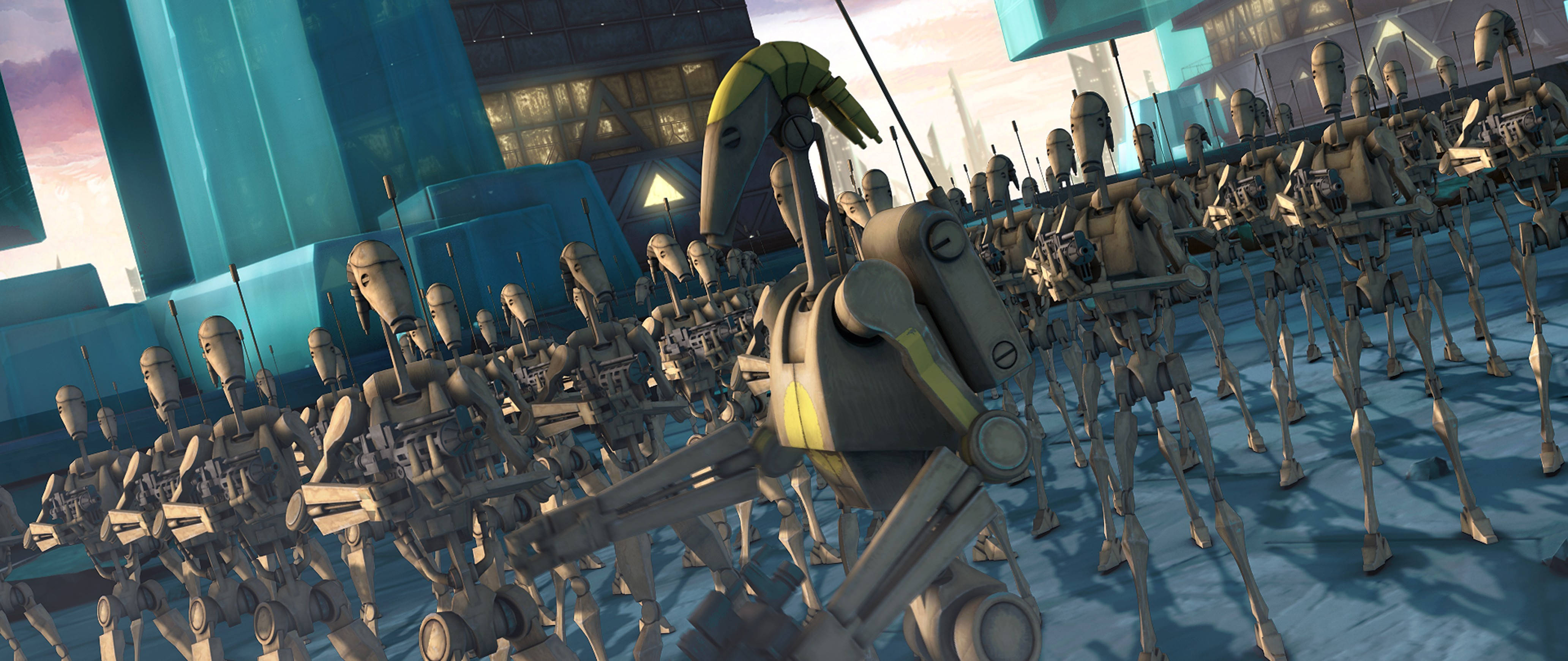 Epic Battle Between Droid Army And Clones Wallpaper