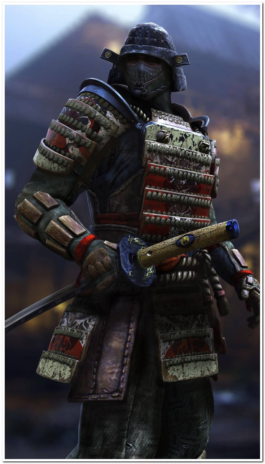 Epic Battle Stance Of Orochi Warrior From For Honor Game On Phone Screen Wallpaper