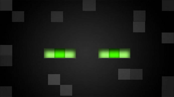 Epic Minecraft Black Creature With Green Eyes Wallpaper