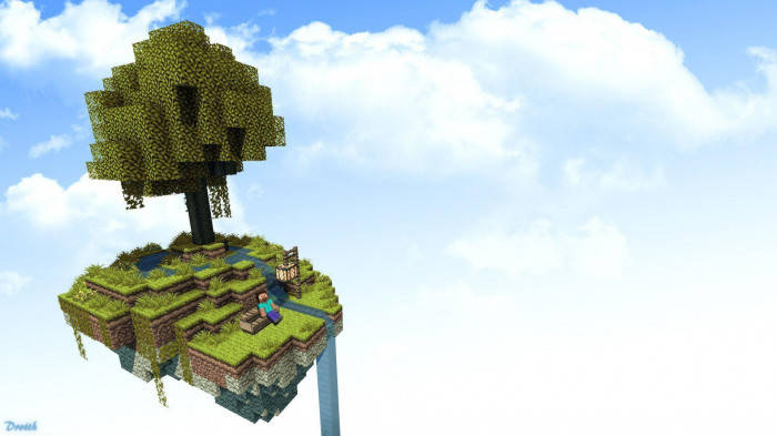 Epic Minecraft Floating Tree Wallpaper