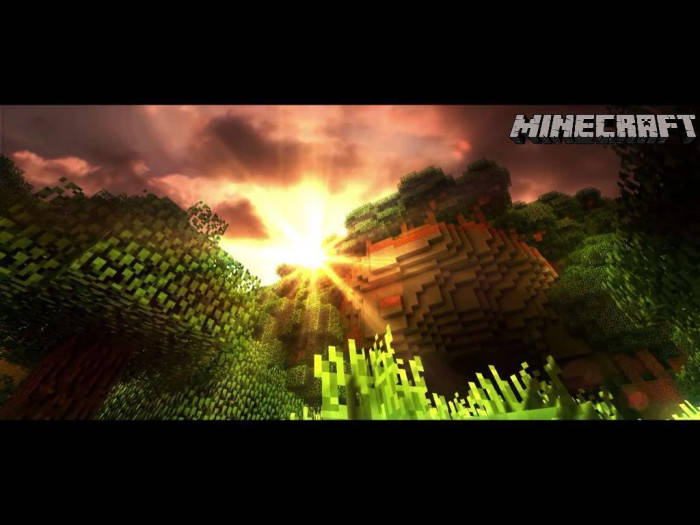 Epic Minecraft Forest Sunset Wallpaper