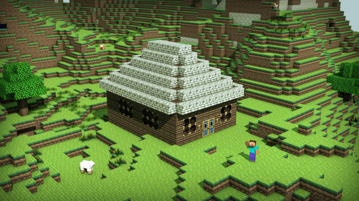 Epic Minecraft House With Steve Wallpaper