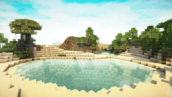 Epic Minecraft Oasis Wallpaper