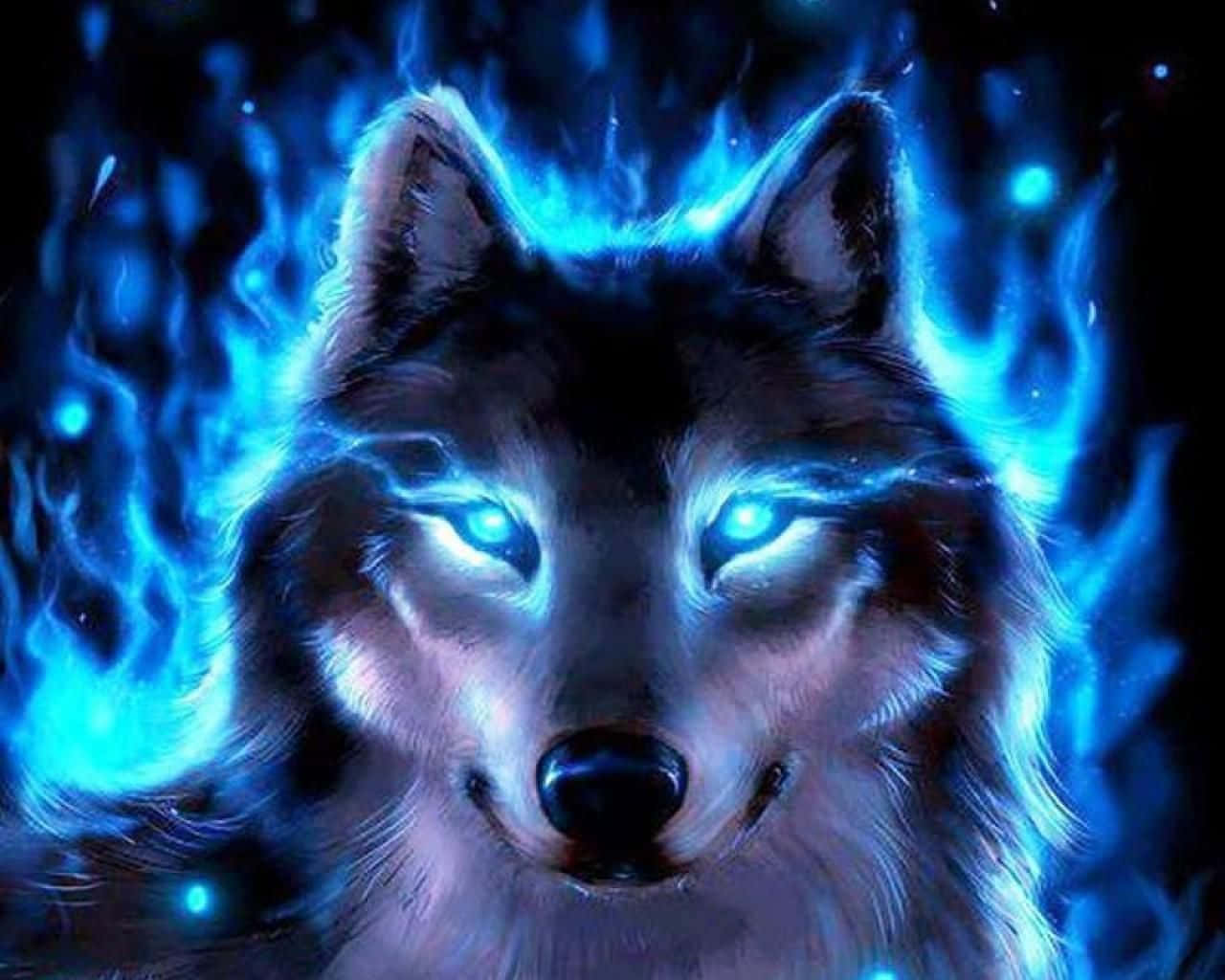 Epic Wolves On Blue Fire Wallpaper