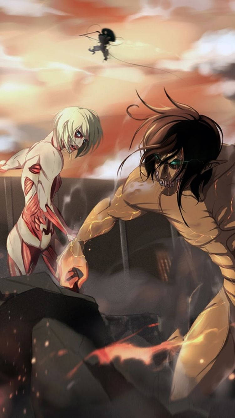 Eren On Fight Titan Attack On Titan Iphone Wallpaper