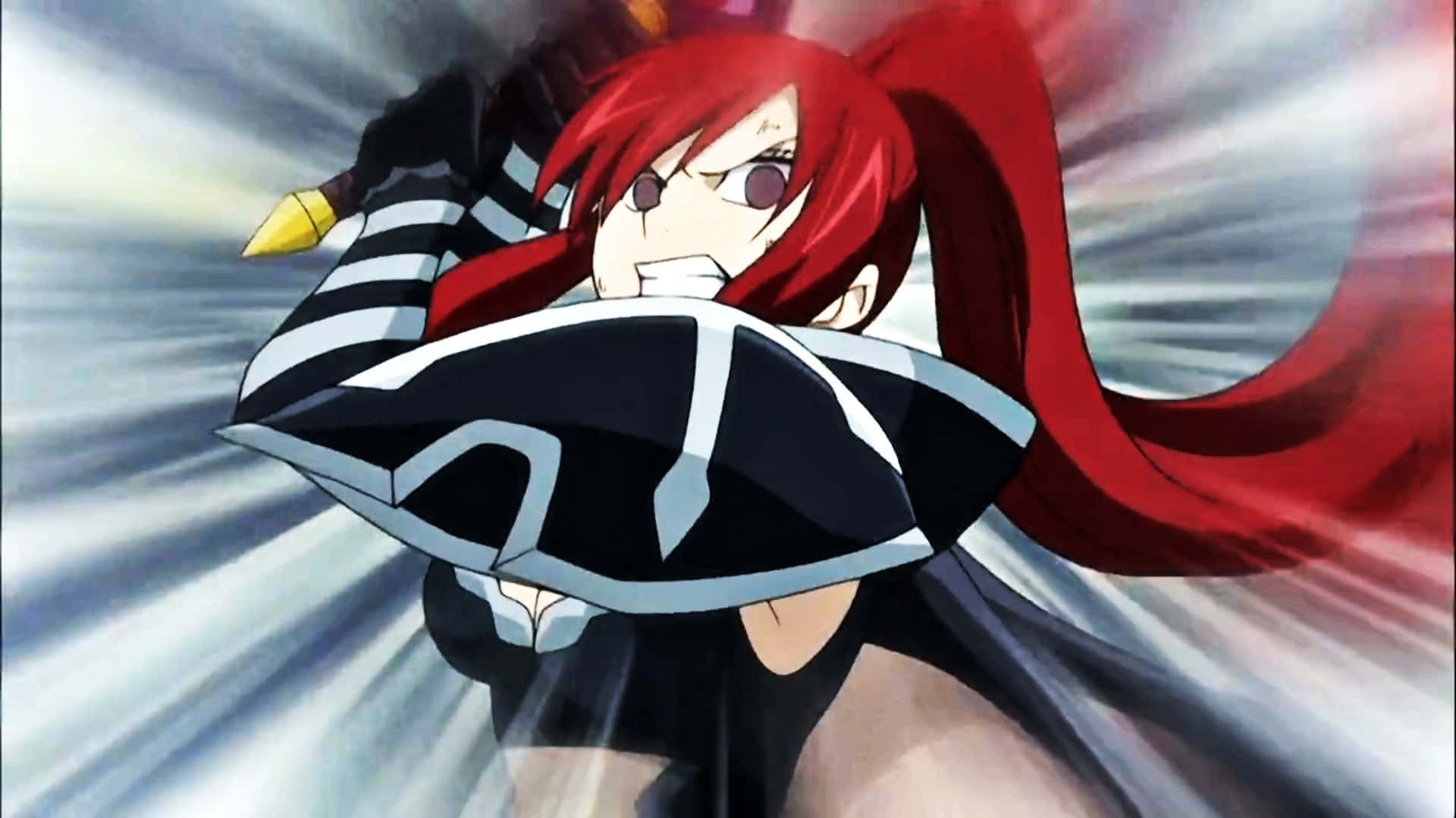 Erza Scarlet Brings Courage, Strength, And Justice To The Magical World Of Fairy Tail Wallpaper