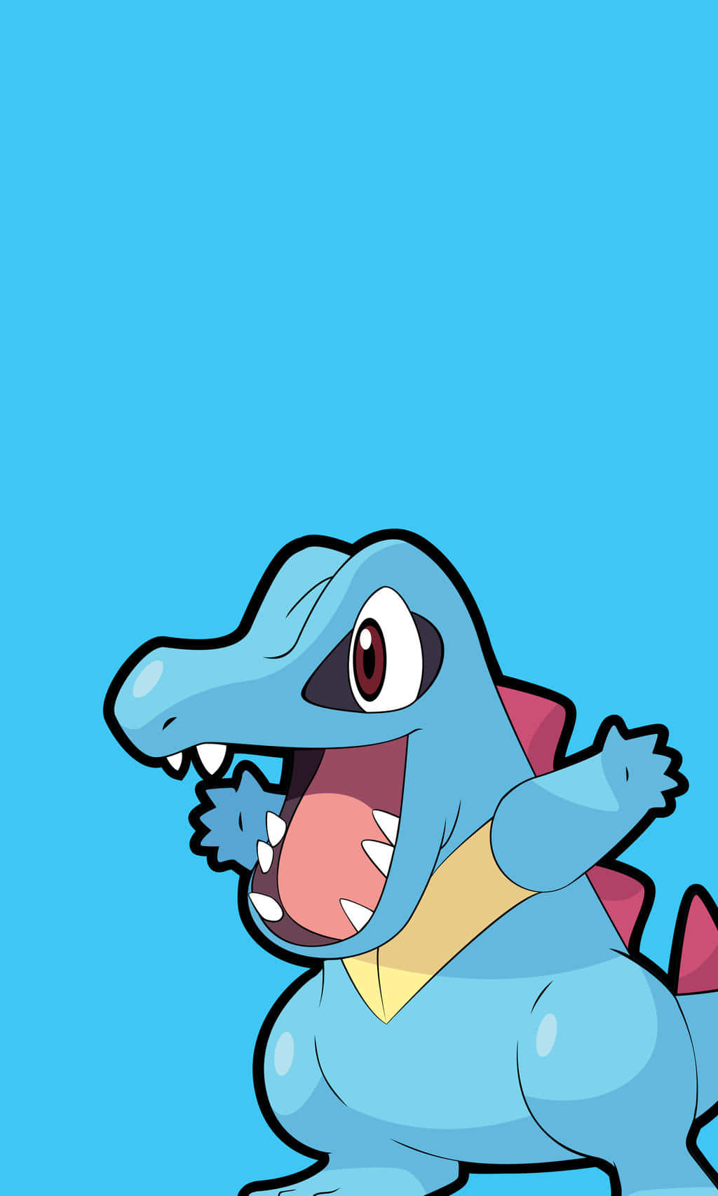 Excited Totodile In Bright Blue Background Wallpaper