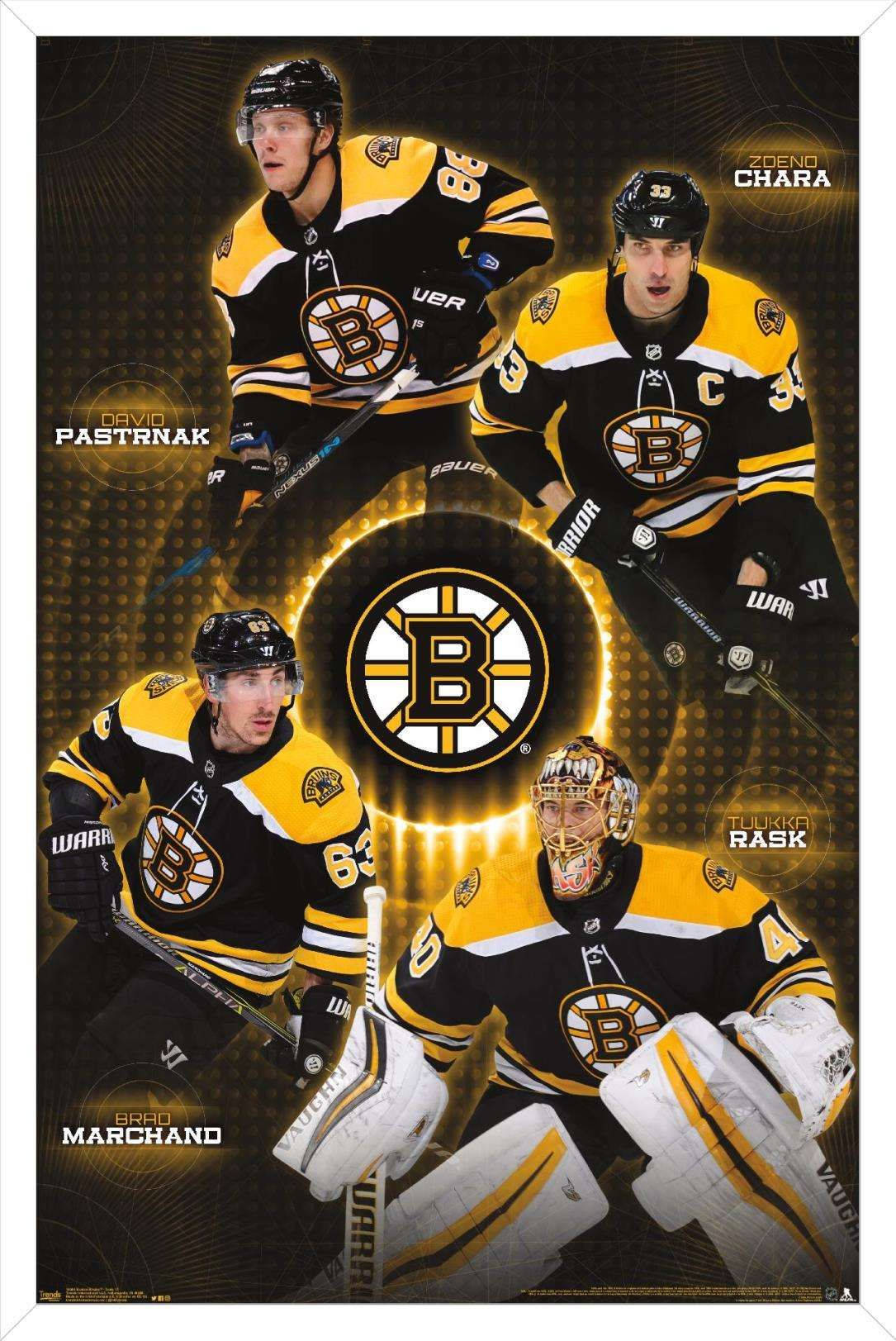 Exclusive Portrait Of Brad Marchand With His Boston Bruins Teammates. Wallpaper
