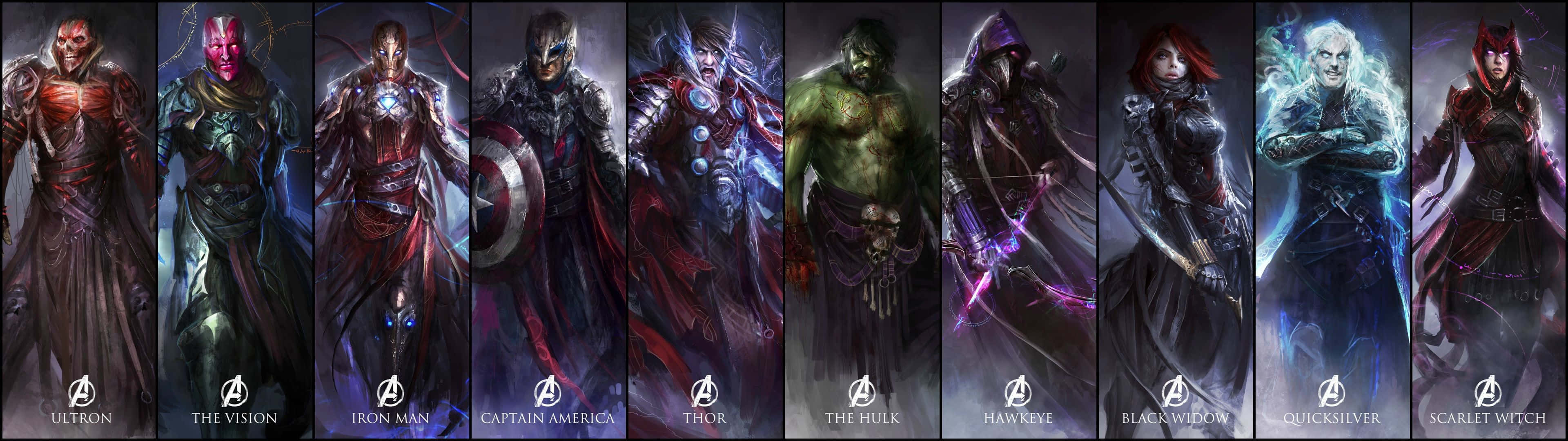 Experience A Thrilling Intergalactic Adventure With Avengers Dual Screen Wallpaper