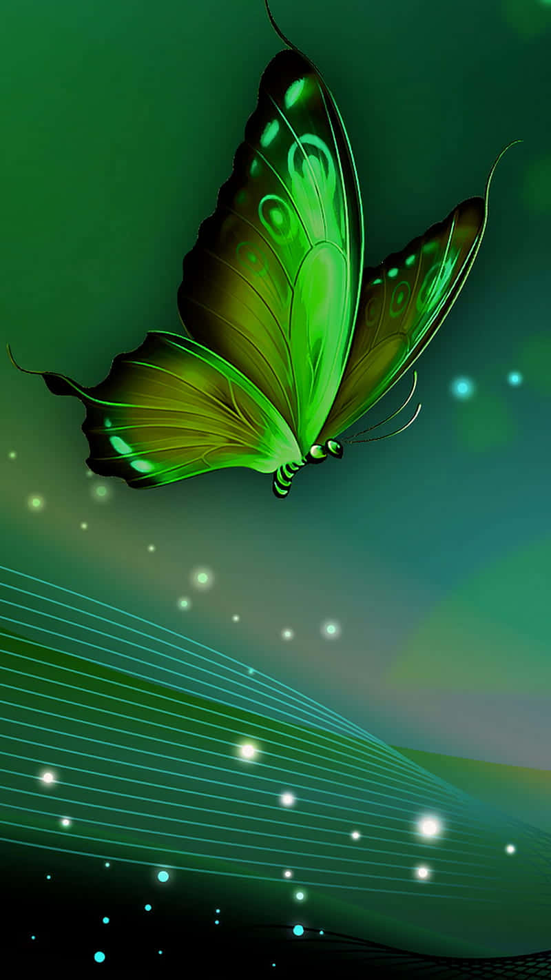 Experience The Magic Of Green Butterfly Wallpaper