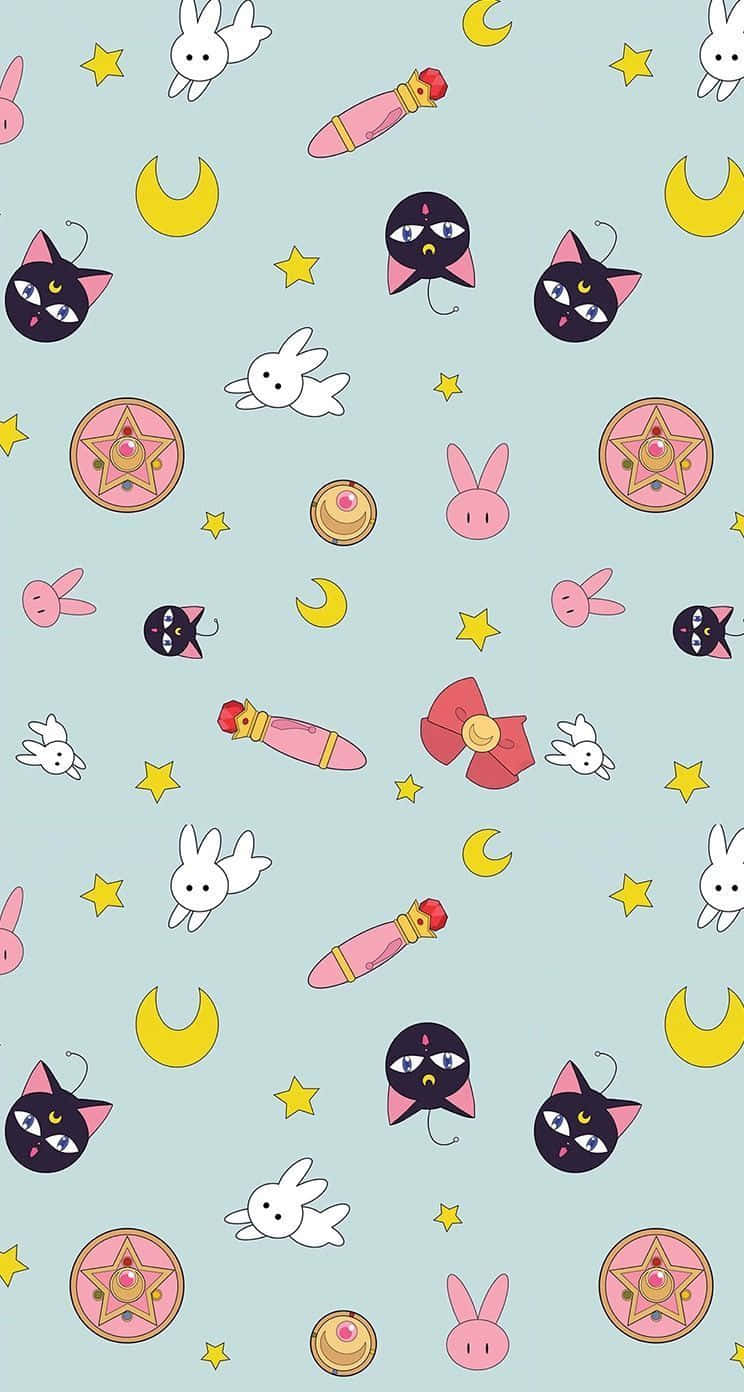 Explore The Power Of Sailor Moon Pattern With This Elegant Wallpaper. Wallpaper
