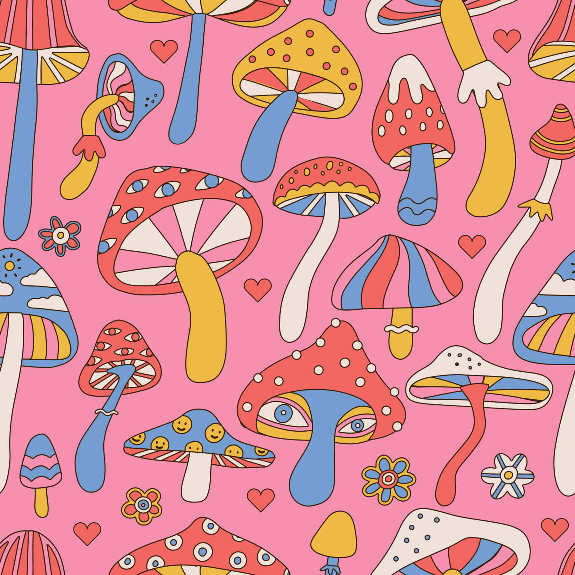 Explore The Psychedelic Hues Of Trippy Mushroom Wallpaper