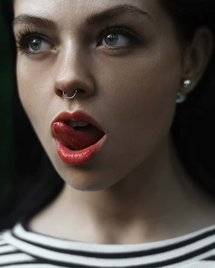 Face Piercing Woman Red Wallpaper