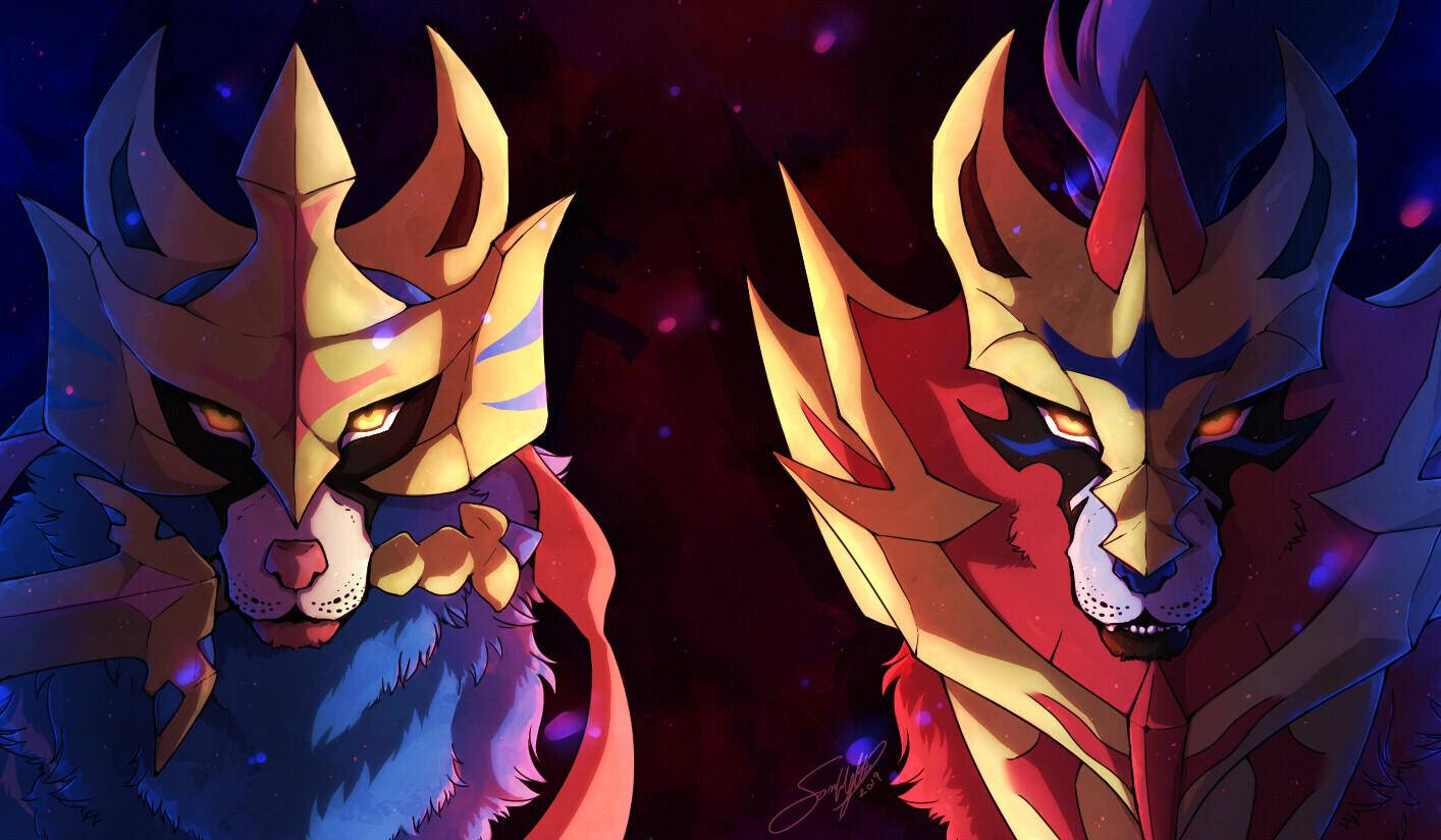 Faces Of Zacian And Zamazenta Wallpaper