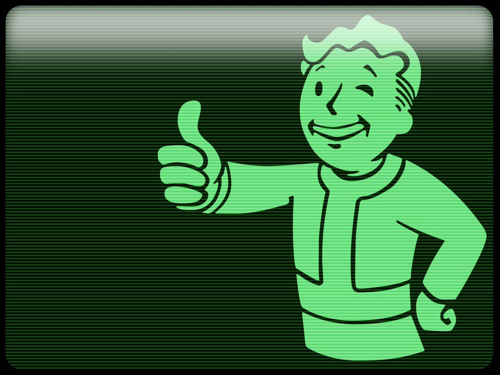 Fallout Vault Boy Green Tv Classic Wallpaper
