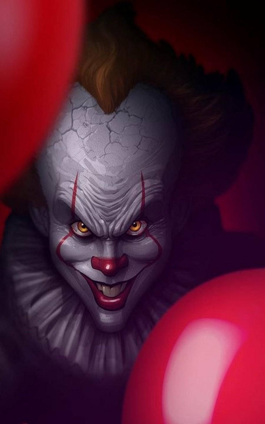 Fan Art Pennywise And Red Balloons Wallpaper