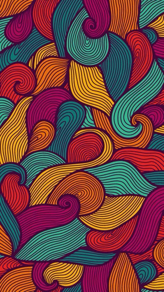 Fancy Colorful Curved Doodles Wallpaper