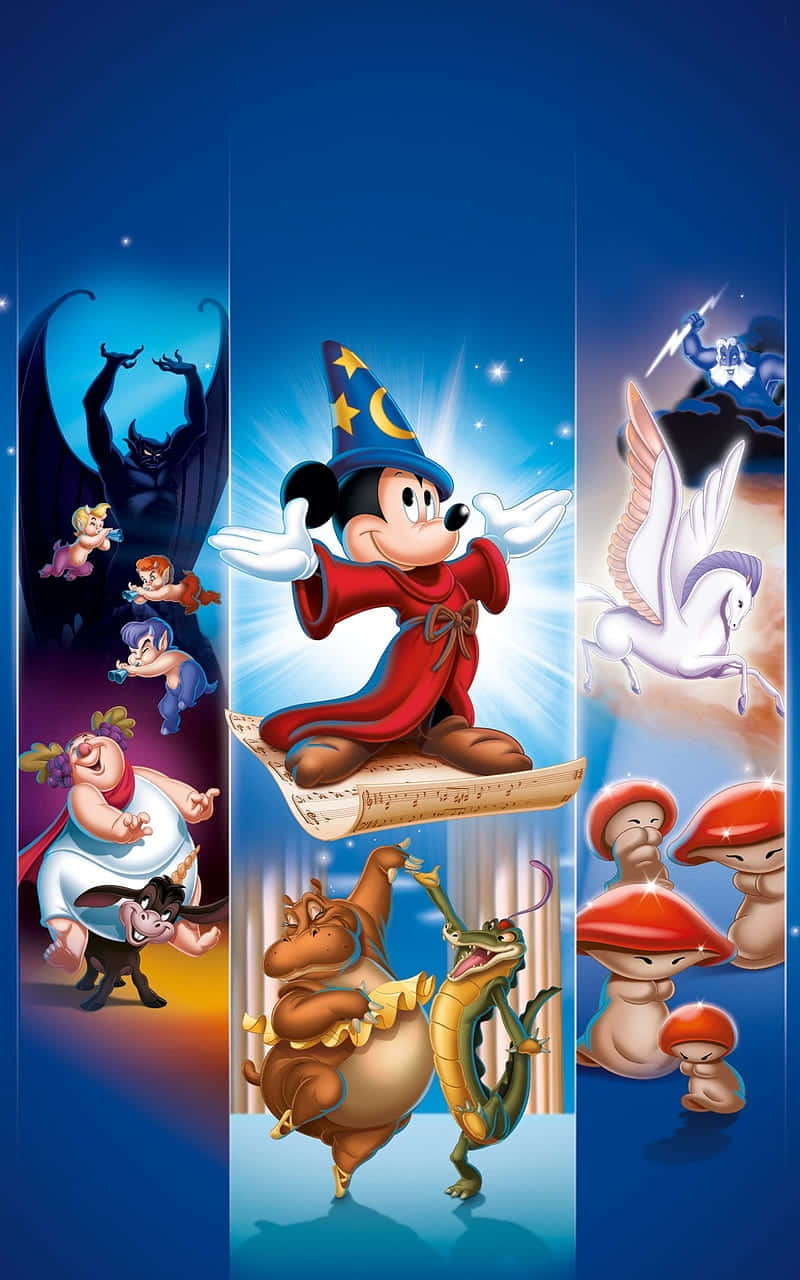 Fantasia Mickeyand Characters Poster Wallpaper