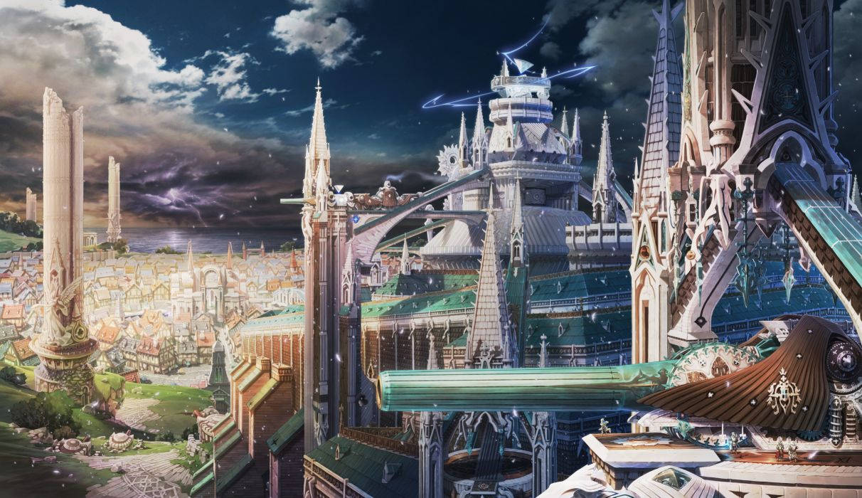 Fantasy Art Anime City Wallpaper