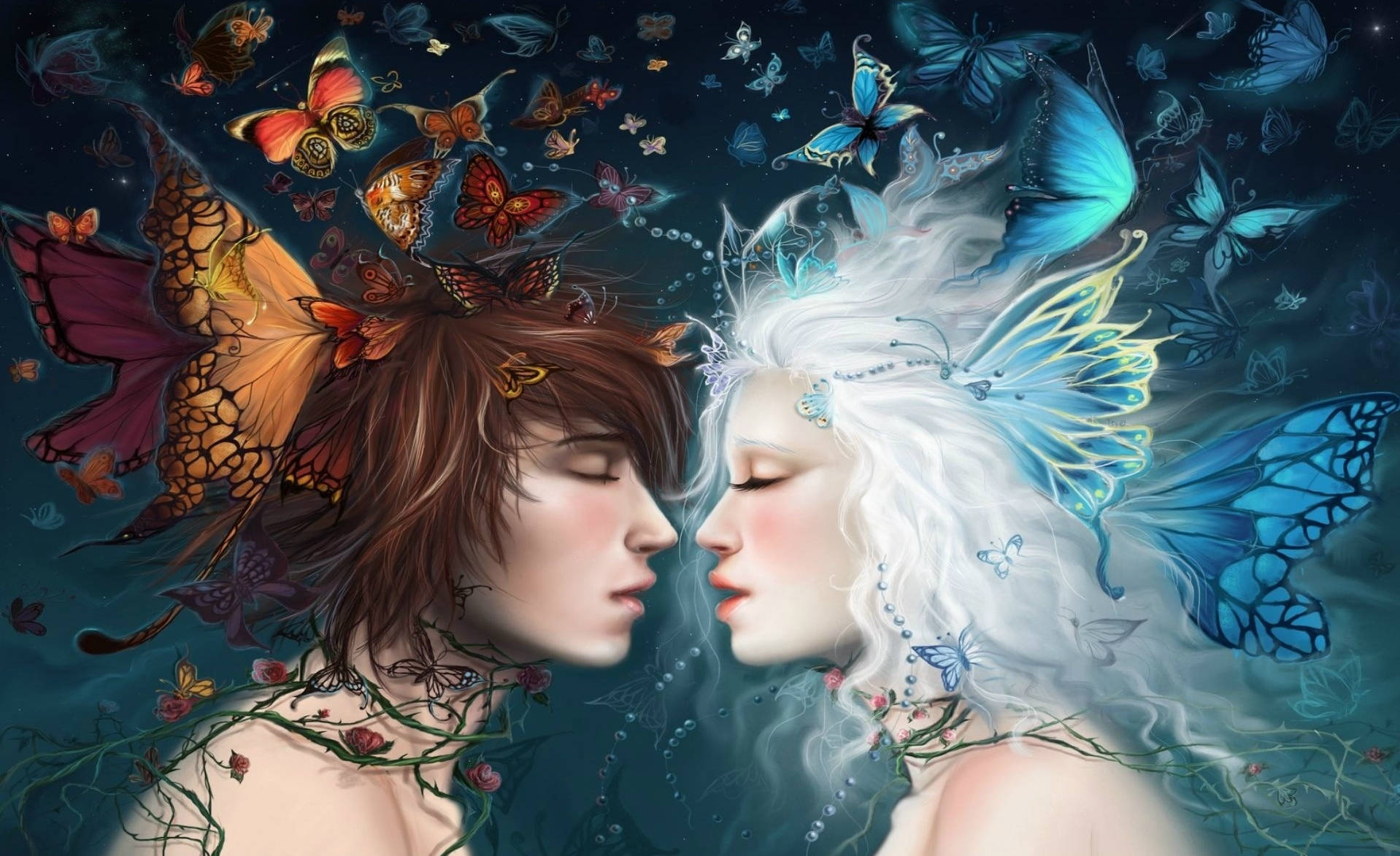 Fantasy Love Butterflies Wallpaper
